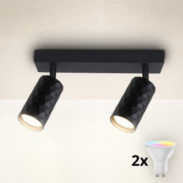 Brilagi - Spot LED RGBW regulável SELE DIAMANT 2xGU10/6W/230V 3000K preto + comando remoto
