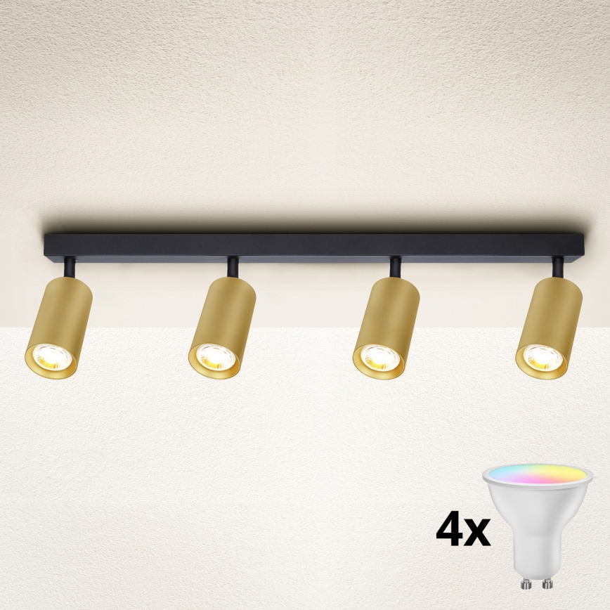 Brilagi - Spot LED RGBW regulável SELE GOLDEN 4xGU10/6,5W/230V 2700-6500K preto/dourado