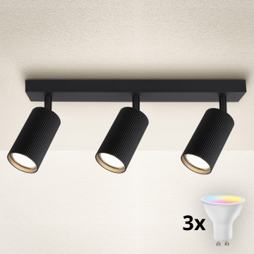 Brilagi - Spot LED RGBW regulável SELE MODERN 3xGU10/4,8W/230V 3000K preto + comando remoto