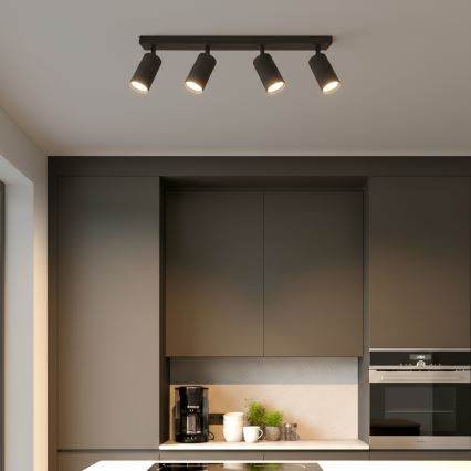 Brilagi - Spot LED RGBW regulável SELE MODERN 4xGU10/4,8W/230V 3000K preto + comando remoto