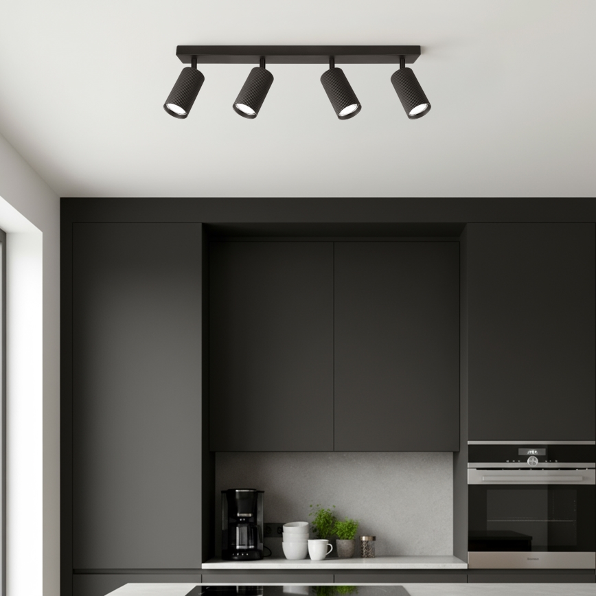 Brilagi - Spot LED RGBW regulável SELE MODERN 4xGU10/4,8W/230V 3000K preto + comando remoto