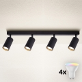 Brilagi - Spot LED RGBW regulável SELE MODERN 4xGU10/6W/230V 3000K preto + comando remoto