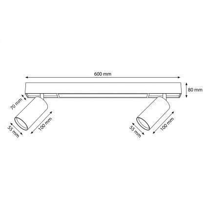 Brilagi - Spot LED SELE 2xGU10/30W/230V + LED/15W preto