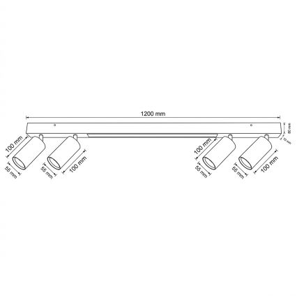BRILAGI - Spot LED SELE 4xGU10/30W/230V + LED/25W preto/decor cerejeira