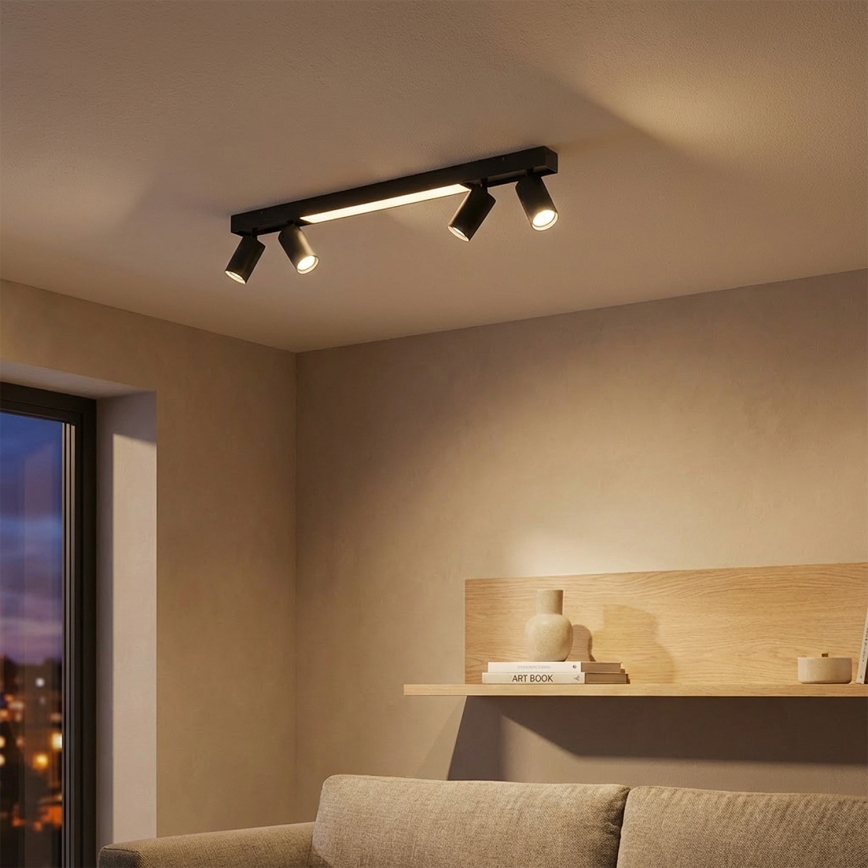 Brilagi - Spot LED SELE 4xGU10/30W/230V + LED/25W preto