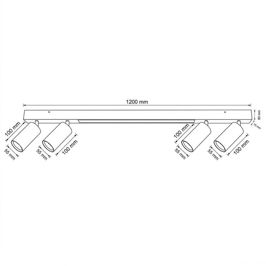 Brilagi - Spot LED SELE 4xGU10/30W/230V + LED/25W preto
