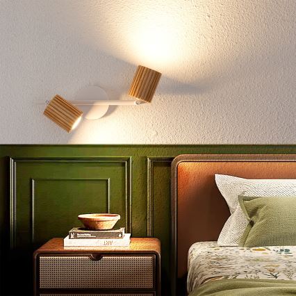 Brilagi - Spot MODERN WOOD 2xGU10/8W/230V madeira/branco
