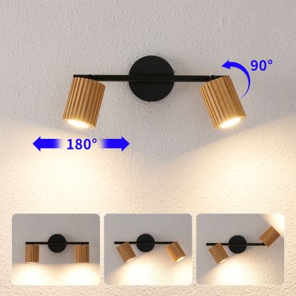 Brilagi - Spot MODERN WOOD 2xGU10/8W/230V madeira/preto
