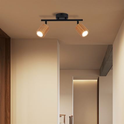 Brilagi - Spot MODERN WOOD 2xGU10/8W/230V madeira/preto