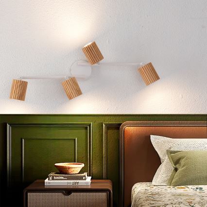 Brilagi - Spot MODERN WOOD 4xGU10/8W/230V madeira de seringueira/branco