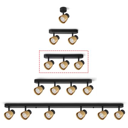 Brilagi - Spot NUGGET 3xGU10/30W/230V preto/dourado
