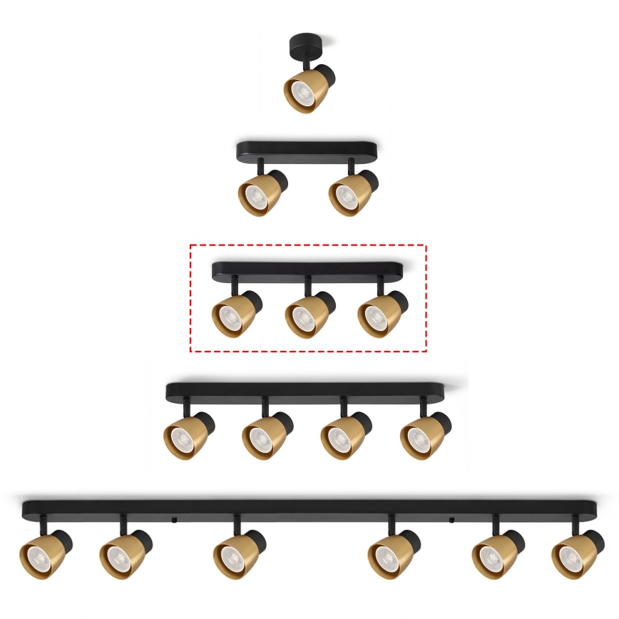 Brilagi - Spot NUGGET 3xGU10/30W/230V preto/dourado