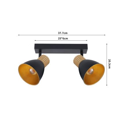 Brilagi - Spot ODENSE 2xE14/10W/230V madeira de seringueira/preto