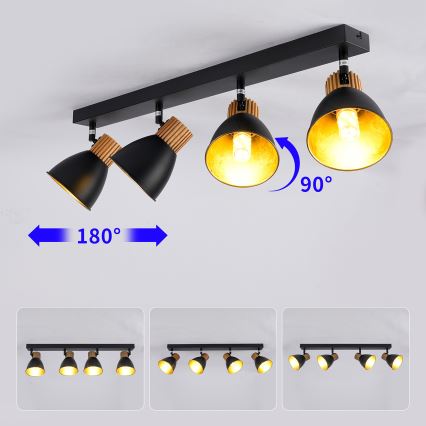 Brilagi - Spot ODENSE 4xE14/10W/230V madeira/preto