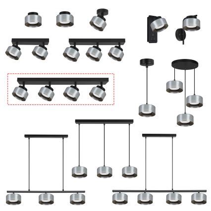 Brilagi - Spot orientável AURA LUX 4xGX53/30W/230V preto/fumê