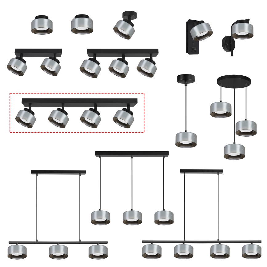 Brilagi - Spot orientável AURA LUX 4xGX53/30W/230V preto/fumê