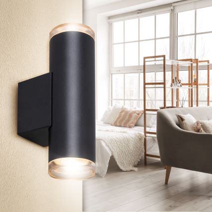 Brilagi - Aplique de parede para casa de banho SELE AQUA 2xGU10/30W/230V IP44 preto