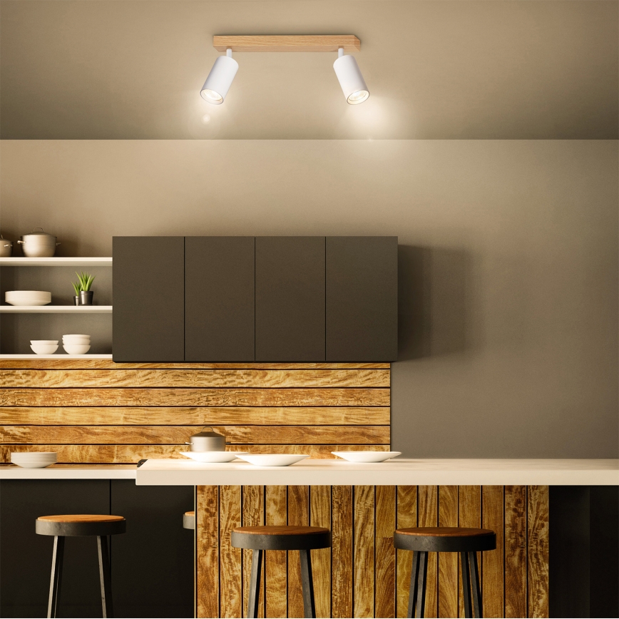 Brilagi - Spot SELE 2xGU10/30W/230V branco/acabamento carvalho