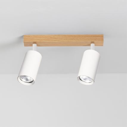 Brilagi - Spot SELE 2xGU10/30W/230V branco/acabamento carvalho