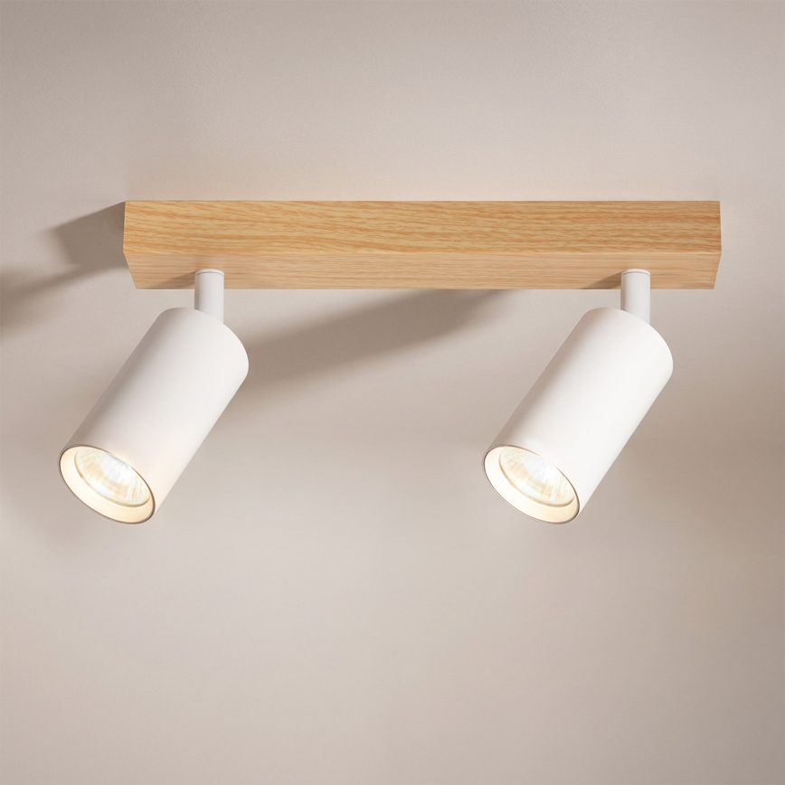 Brilagi - Spot SELE 2xGU10/30W/230V branco/acabamento carvalho