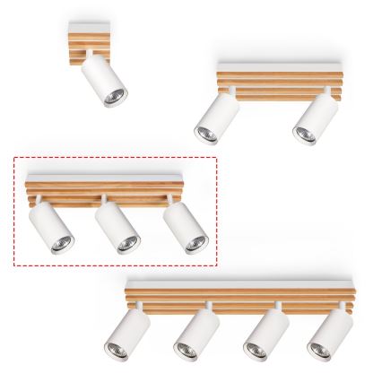 Brilagi - Spot SELE WOOD 3xGU10/30W/230V branco/madeira