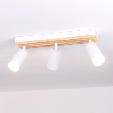 Brilagi - Spot SELE WOOD ACOUSTIC 3xGU10/30W/230V branco/madeira