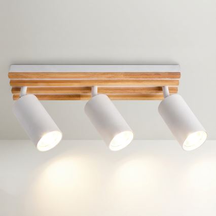 Brilagi - Spot SELE WOOD ACOUSTIC 3xGU10/30W/230V branco/madeira
