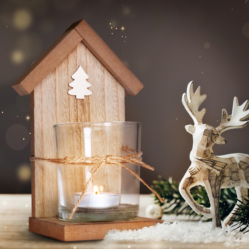 Brilagi - Suporte de madeira para vela de chá