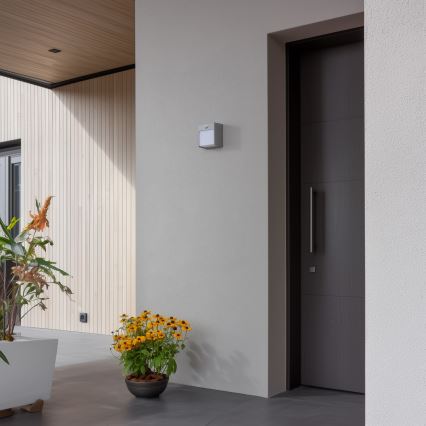 Brilagi - Luminária de parede LED exterior com sensor TERNI LED/12W/230V cinza IP44