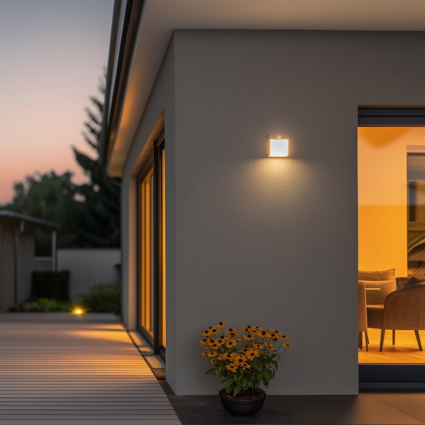 Brilagi - Luminária de parede LED exterior com sensor TERNI LED/12W/230V cinza IP44