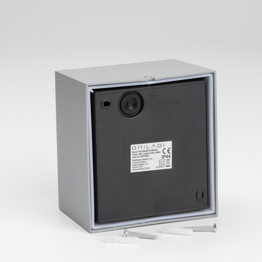 Brilagi - Luminária de parede LED exterior com sensor TERNI LED/12W/230V cinza IP44