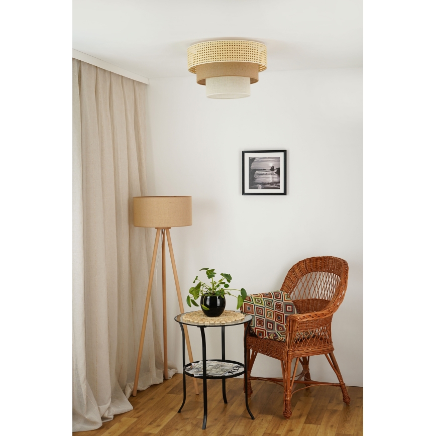 Brilagi - Luminária de teto CEDAR LUNETA 1xE27/15W/230V diâmetro 45 cm rattan/marrom/creme