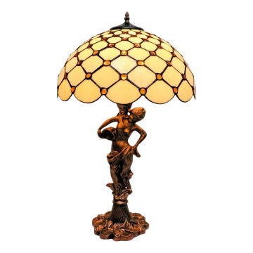 BRILAGI - Tiffany candeeiro de mesa em vitral IVORY SMOOTH 1xE27/60W/230V
