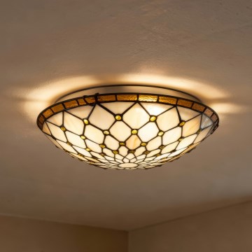 BRILAGI - Tiffany candeeiro de tecto em vitral IVORY 2xE27/60W/230V Ø 40 cm