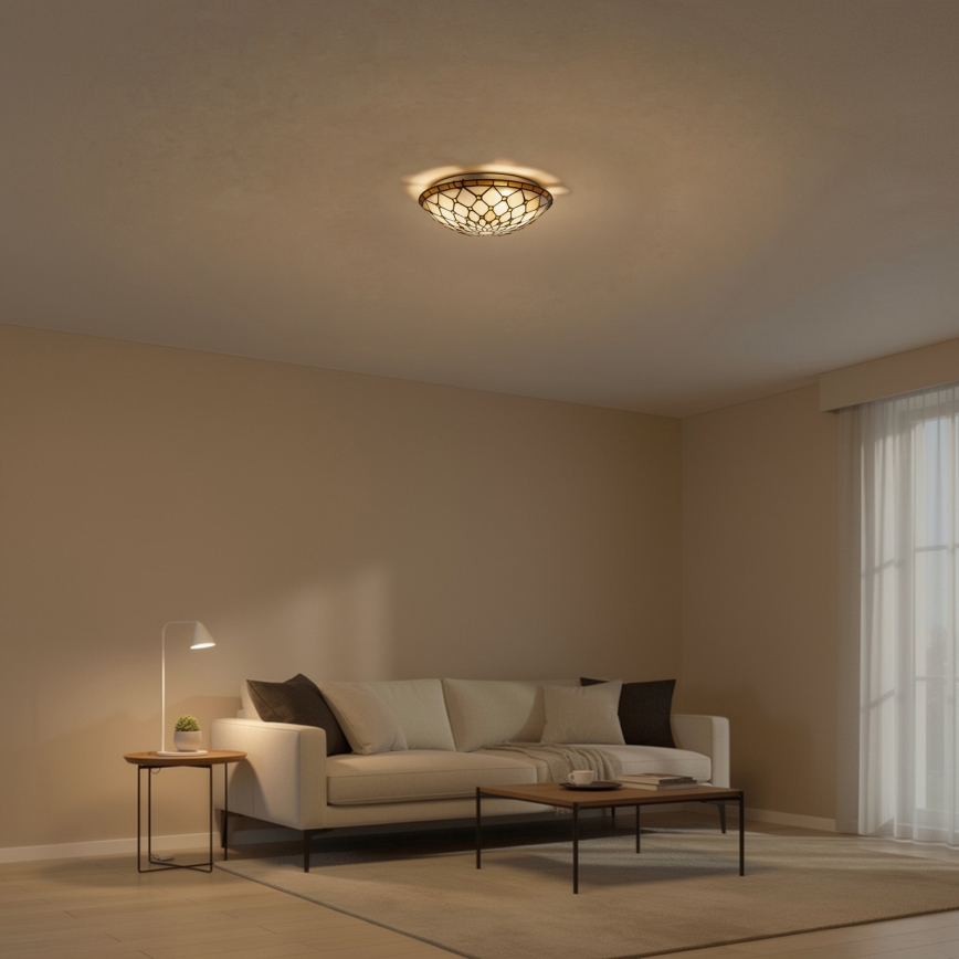 BRILAGI - Tiffany candeeiro de tecto em vitral IVORY 2xE27/60W/230V Ø 40 cm