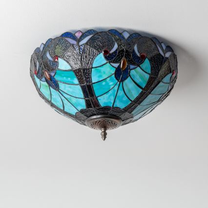 BRILAGI - Tiffany luminária de teto em vitral CORAL 2xE27/60W/230V Ø 40 cm