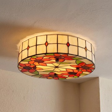 BRILAGI - Tiffany luminária de teto em vitral SUNFLOWER 2xE27/60W/230V Ø 40 cm