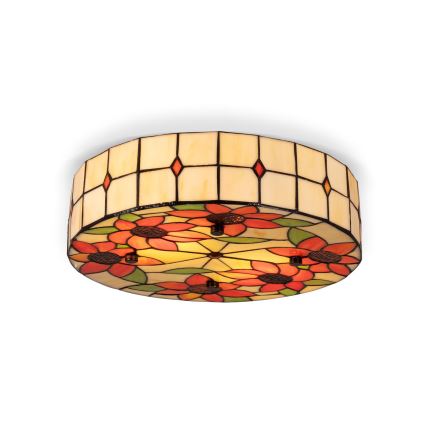 BRILAGI - Tiffany luminária de teto em vitral SUNFLOWER 2xE27/60W/230V Ø 40 cm