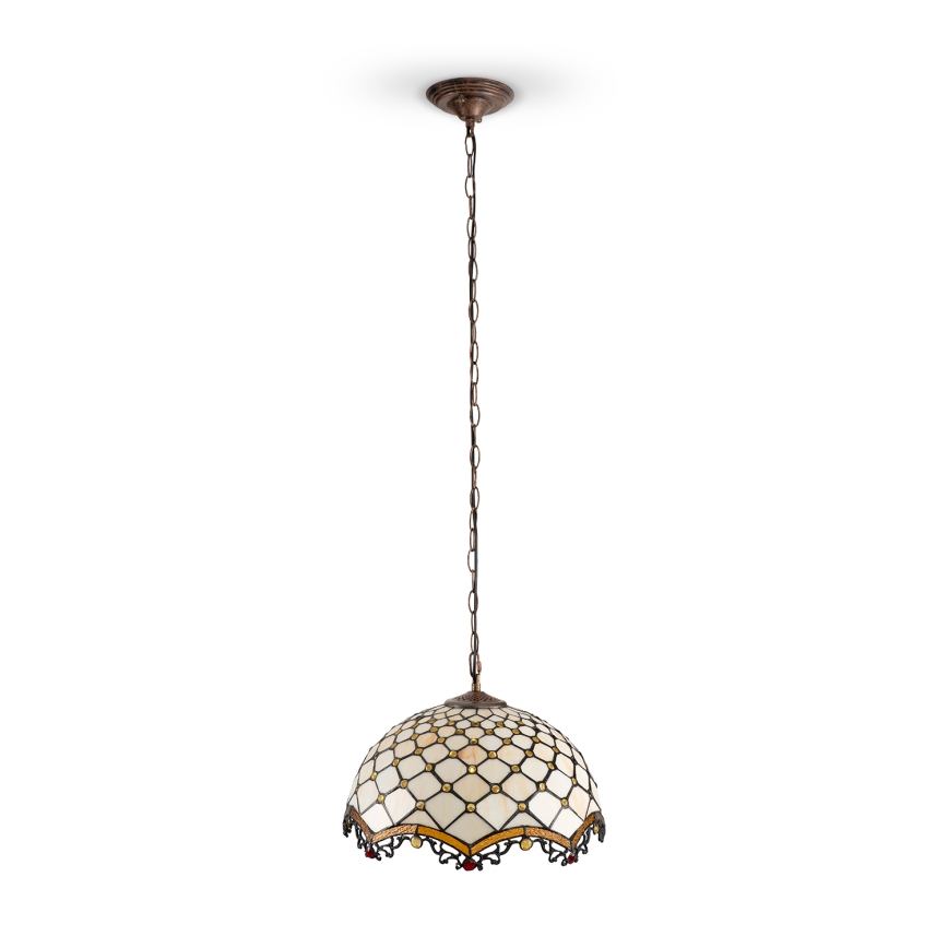 BRILAGI - Tiffany lustre de vitral com corrente IVORY 1xE27/60W/230V Ø 40 cm