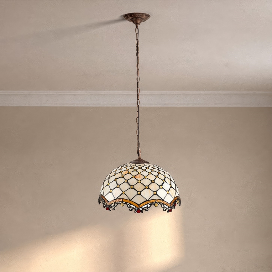 BRILAGI - Tiffany lustre de vitral com corrente IVORY 1xE27/60W/230V Ø 40 cm