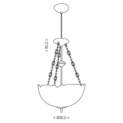 BRILAGI - Tiffany lustre em vitral suspenso por corrente IVORY SMOOTH 3xE27/60W/230V diâmetro 50 cm