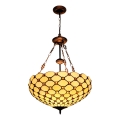 BRILAGI - Tiffany lustre em vitral suspenso por corrente IVORY SMOOTH 3xE27/60W/230V diâmetro 50 cm
