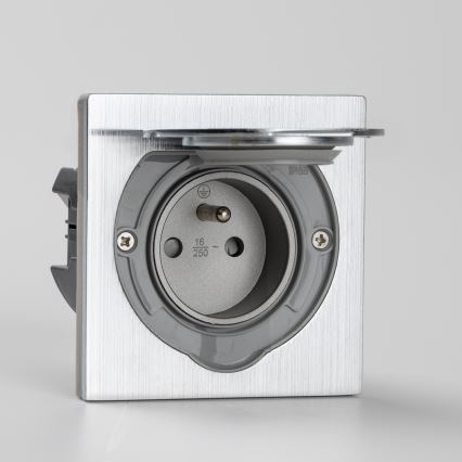 Brilagi - Tomada de chão de encastrar para exterior IP55 cromado mate quadrado