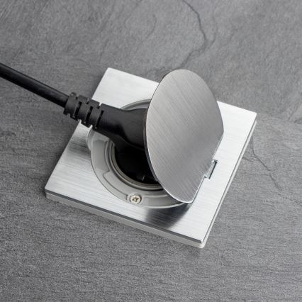 Brilagi - Tomada de chão de encastrar para exterior IP55 cromado mate quadrado