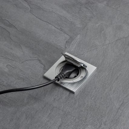 Brilagi - Tomada de chão de encastrar para exterior IP55 cromado mate quadrado