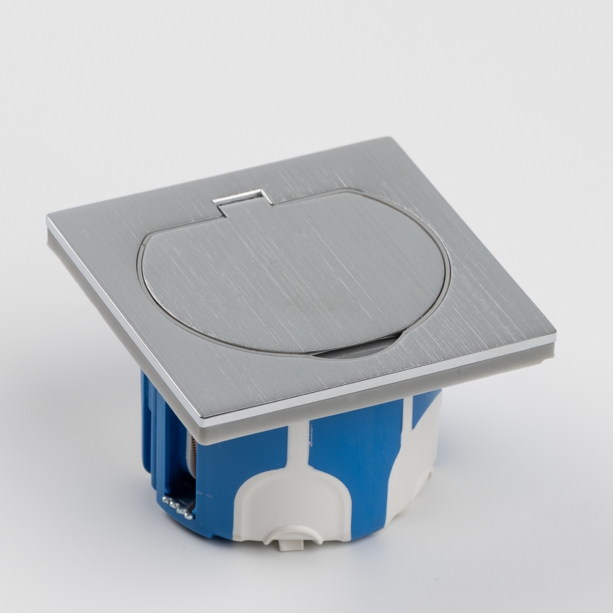 Brilagi - Tomada de chão de encastrar para exterior IP55 cromado mate quadrado