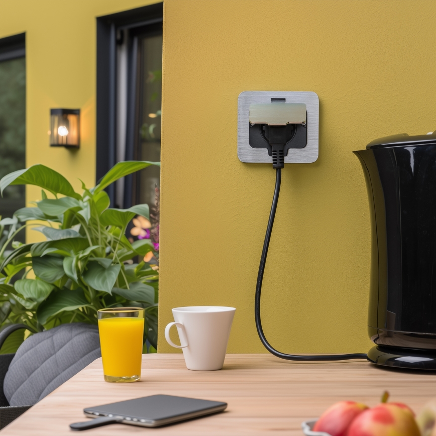 Brilagi - Tomada de chão de encastrar para exterior IP55 cromado mate retangular