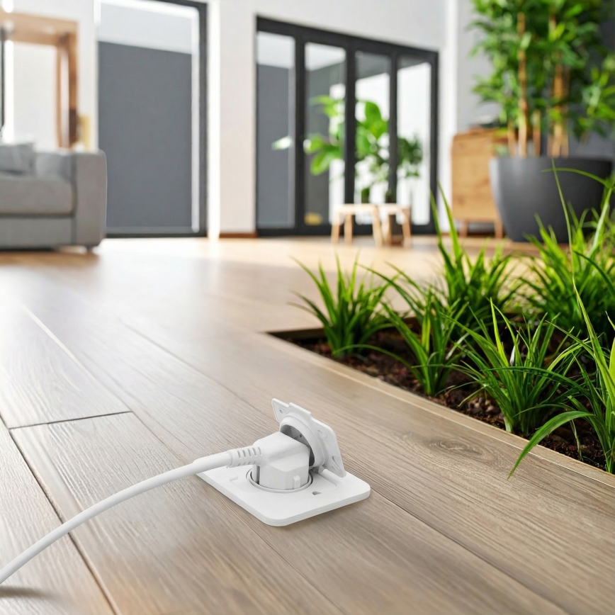 Brilagi - Tomada de chão embutida para exterior IP55 branca retangular