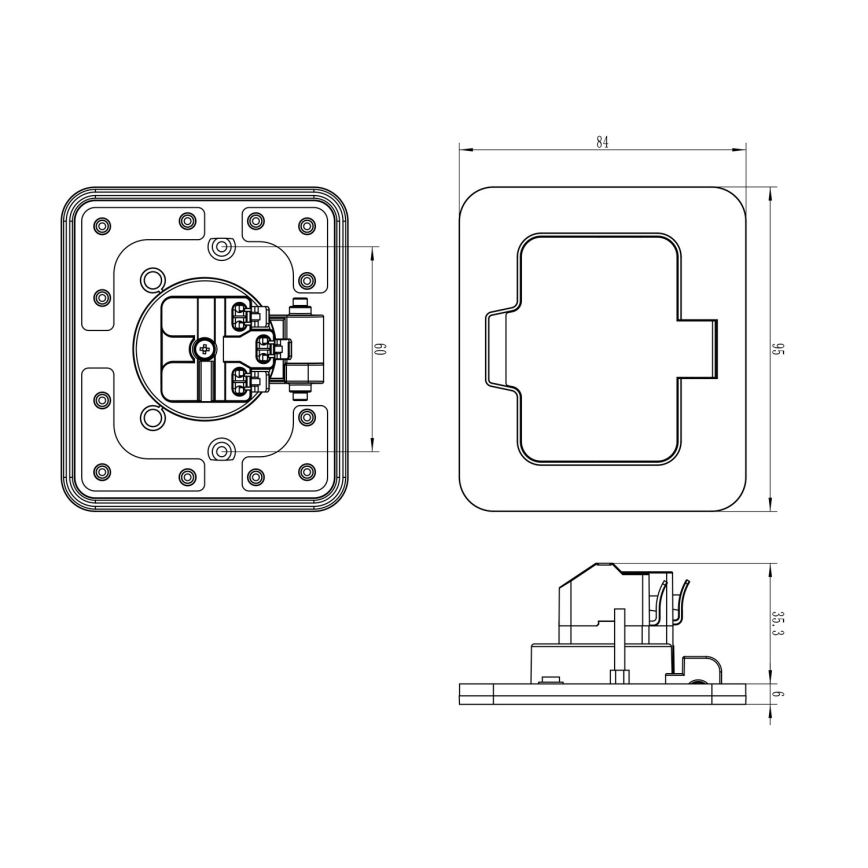 Brilagi - Tomada de chão embutida para exterior IP55 branca retangular