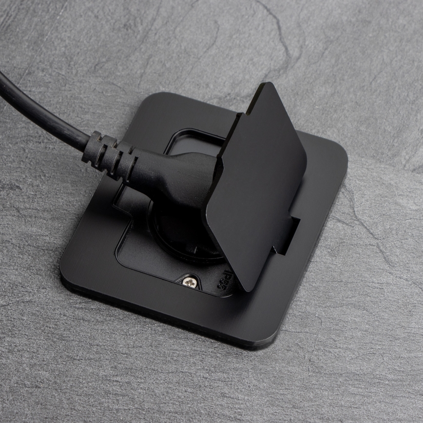 Brilagi - Tomada de piso embutida para exterior IP55 preta retangular